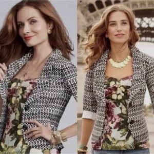 CAbi Black and White Circle Patterned Blazer